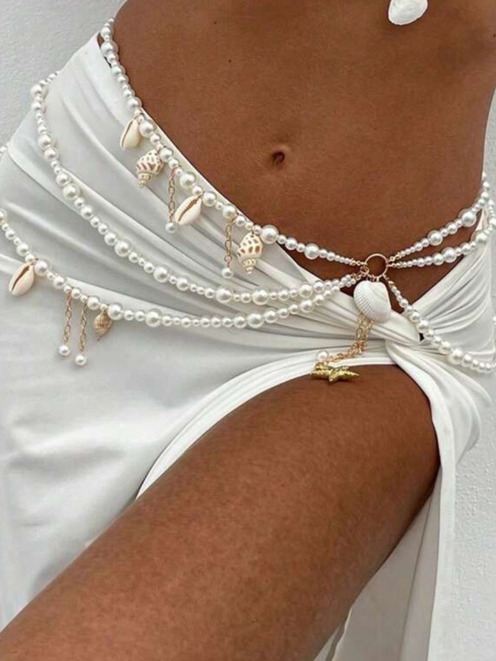 Pearl & Shell Multi-Strand Waist Chain‎ Belt - Picture 2 of 11